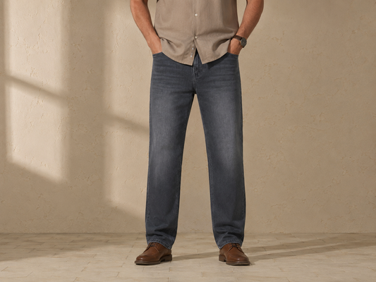 Light Wash Straight-Fit Denim Jeans
